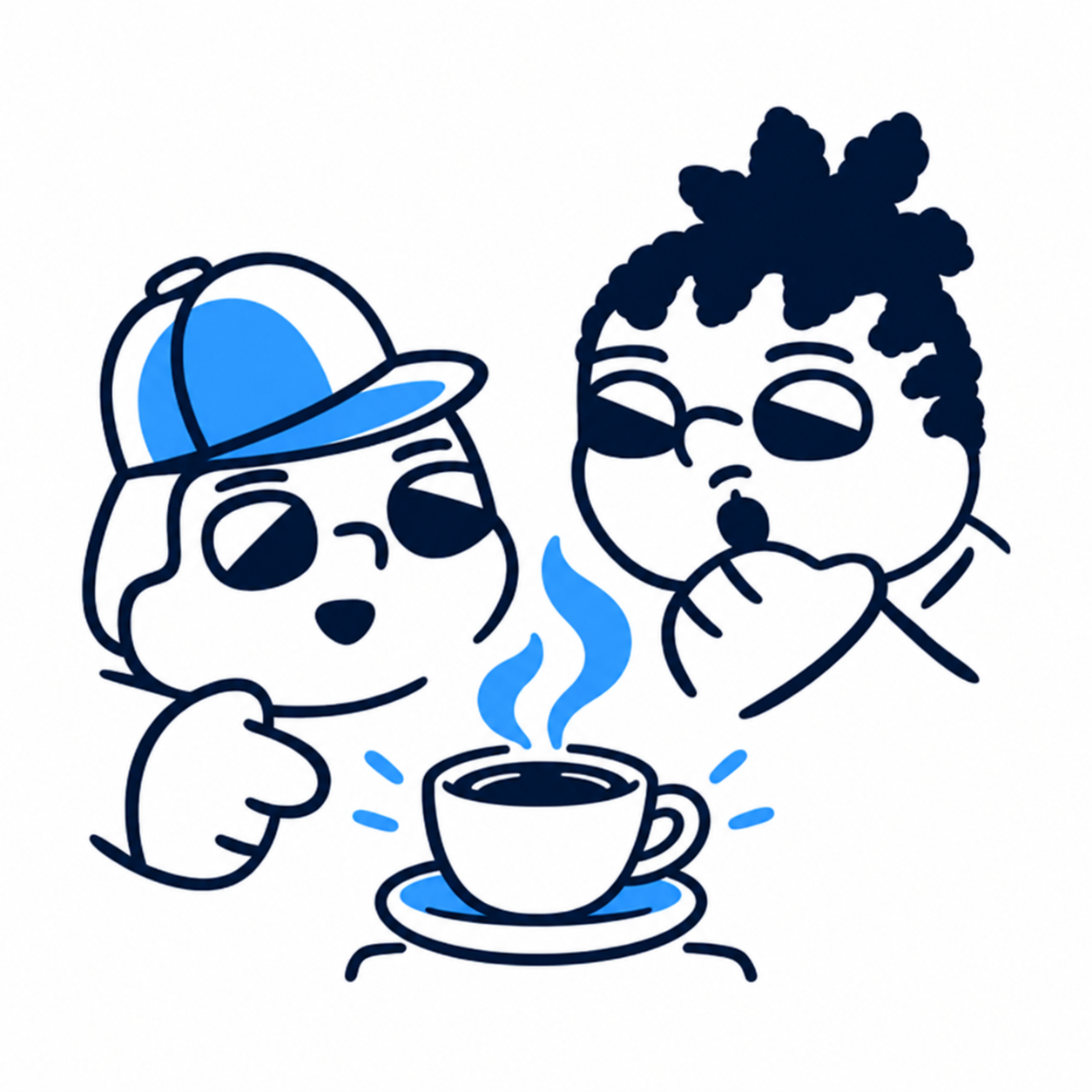 Two friends enjoying a steaming cup of coffee